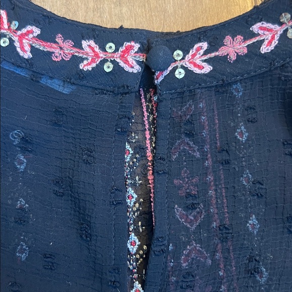 Zara Black Top with Pink Embroidery Detail - Picture 7 of 8